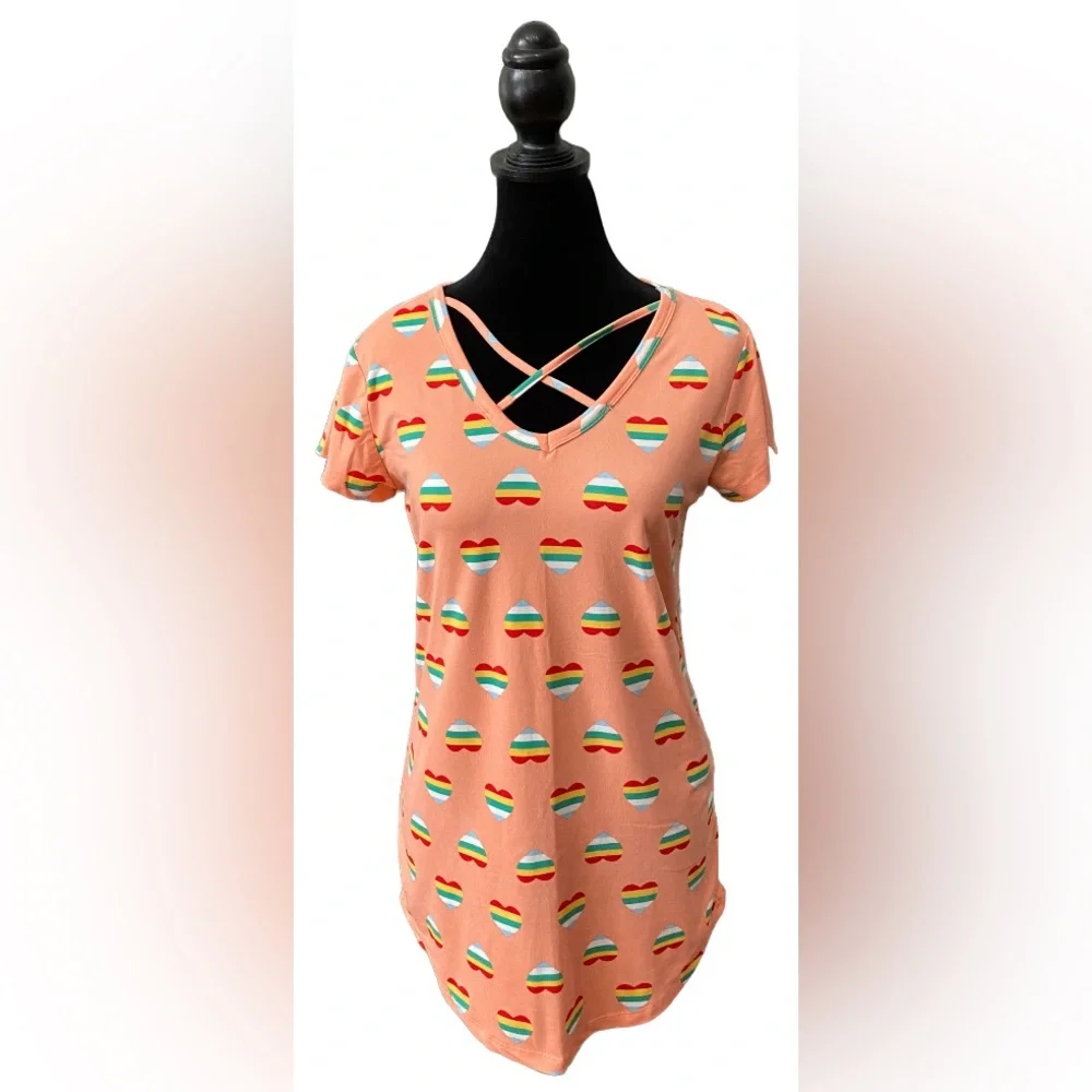 Joe Boxer: Peach Orange Nighty Pajamas with Colorful Hearts